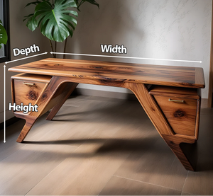 Handcrafted Natural Solid Wood Desk — Modern Angular Design