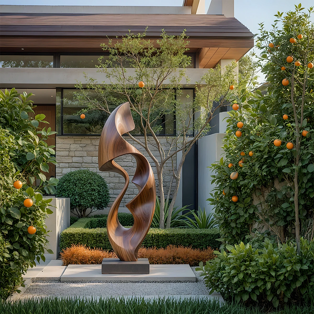 Fluid Wave Abstract Sculpture for Contemporary Spaces - Rustirawood 