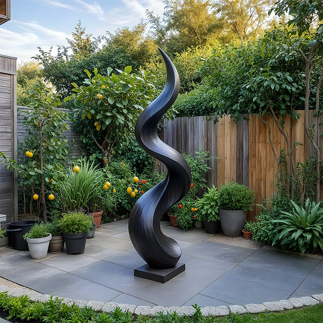 Handcrafted Natural Wood Abstract Sculpture – Modern Curved Art - Rustirawood 