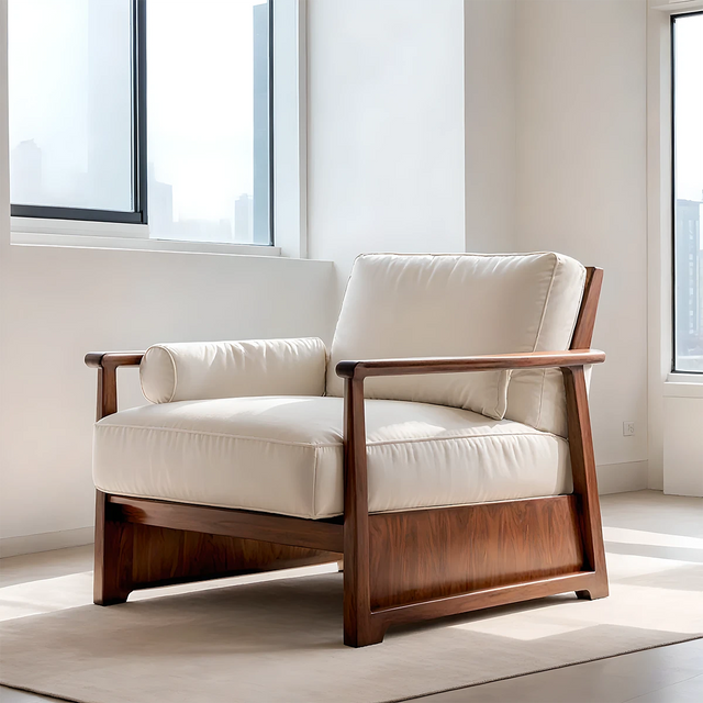 Handcrafted Solid Wood Lounge Chair – Mid Century Minimalist - Rustirawood 