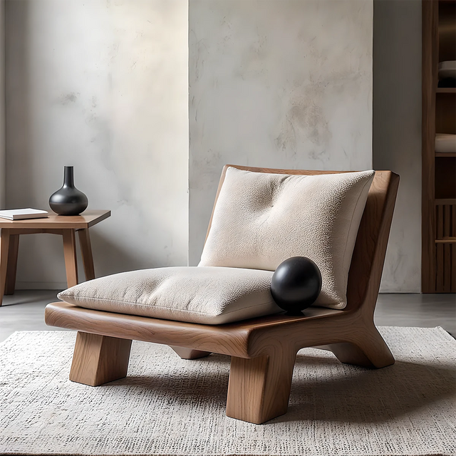 Handcrafted Solid Wood Low Lounge Chair - Rustirawood 