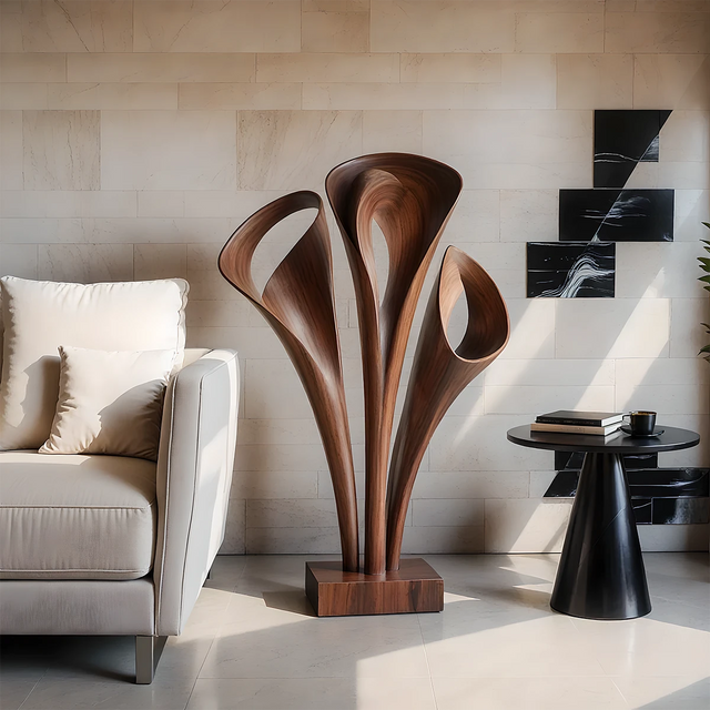 Modern Petal-Form Abstract Sculpture for Artistic Interiors - Rustirawood 
