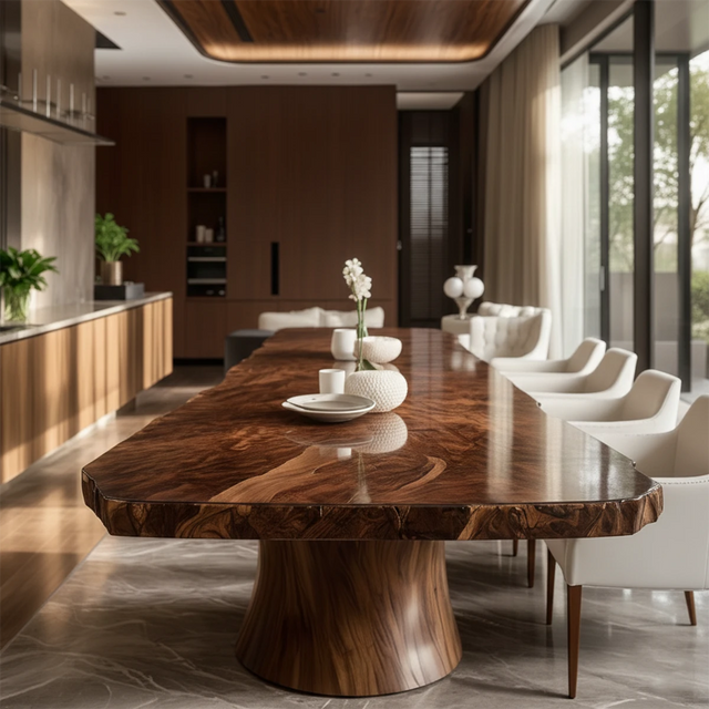 Natural Solid Wood Dining Table in Contemporary Luxury Style - Rustirawood 
